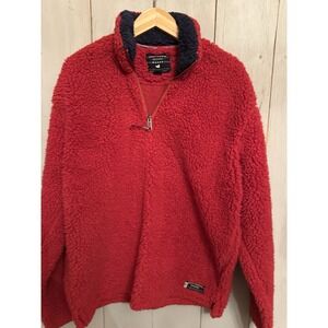 Southern Marsh Appalachian Pile Sherpa Red Pullover Sweatshirt 1/4 Zip Sz-Sm‎